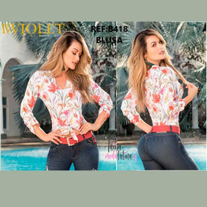 Blusas Colombianas de moda B-Violet B408 - TAINAMODALATINA.ES