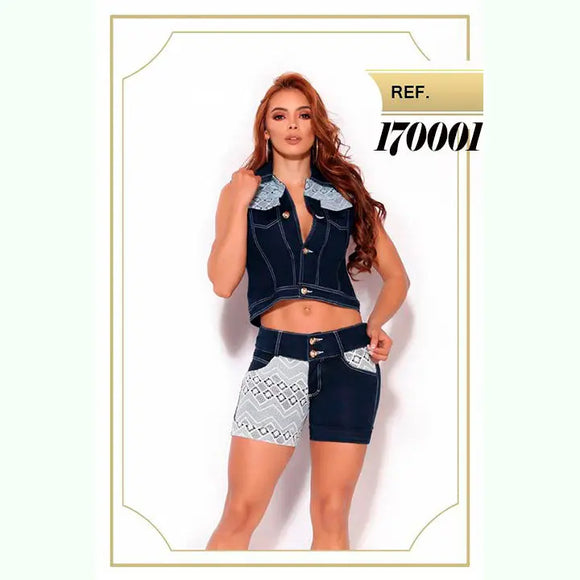 CONJUNTO CORTO EN JEANS LEVANTA COLA COLOMBIA ES PASSION REF. 170001 - TAINAMODALATINA.ES