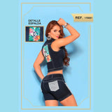 CONJUNTO CORTO EN JEANS LEVANTA COLA COLOMBIA ES PASSION REF. 170001 - TAINAMODALATINA.ES