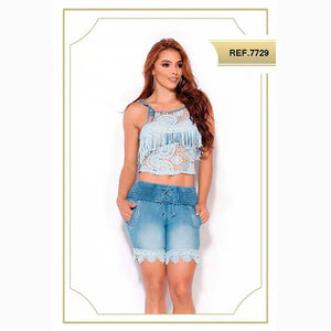 Conjunto Corto Colombiano Jeans Yes Brasil Ref. 7729 - TAINAMODALATINA.ES