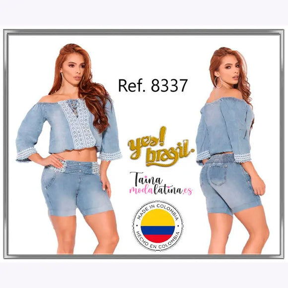Conjunto Corto Colombiano Jeans Yes Brasil Ref. 8337 - TAINAMODALATINA.ES