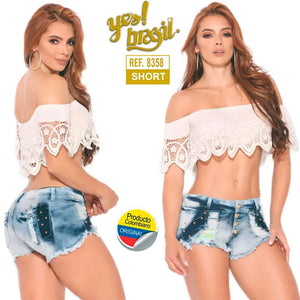 JEANS CORTO COLOMBIANO LEVANTA COLA YES BRASIL REF. 8358 - TAINAMODALATINA.ES