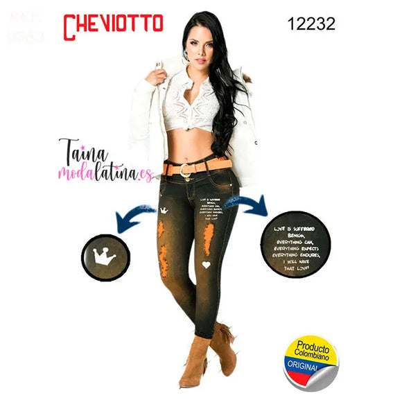 Jeans Levanta Cola Colombiano Cheviotto 12232-ESTAMPADO - TAINAMODALATINA.ES