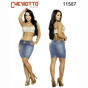 Minifalda en jeans Moda Colombiana Cheviotto Ref.11587 - TAINAMODALATINA.ES