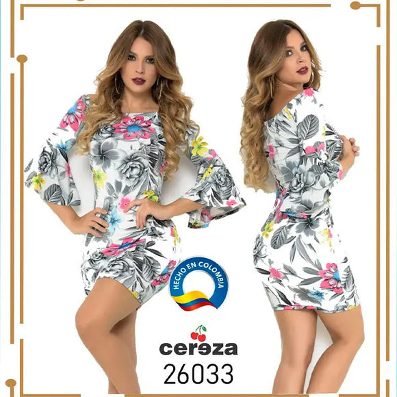 VESTIDO CORTO SEXY BLANCO CEREZA REF. 26033 - TAINAMODALATINA.ES