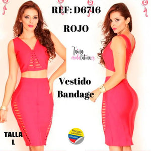 Vestido Colombiano Americano Bandage Ref. D6716 - TAINAMODALATINA.ES