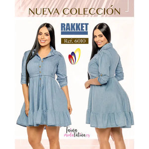 Vestido Colombiano en Tela Vaquera Rakket Ref. R6010 - TAINAMODALATINA.ES
