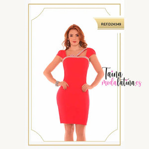 Vestido Corto de Fiesta Colombiano Americano Ref. D24349 - TAINAMODALATINA.ES