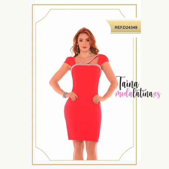 Vestido Corto de Fiesta Colombiano Americano Ref. D24349 - TAINAMODALATINA.ES