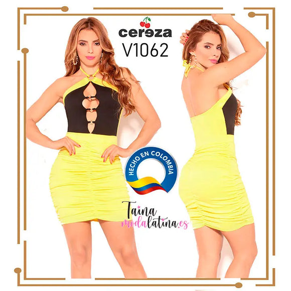 Vestido Corto de Fiesta Colombiano Cereza Ref. V1062 - TAINAMODALATINA.ES