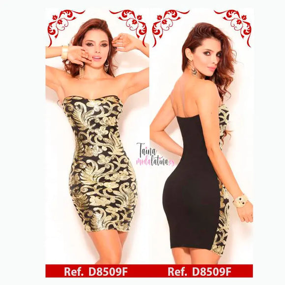 Vestido de Fiesta Colombiano Americano Ref. D8509F - TAINAMODALATINA.ES